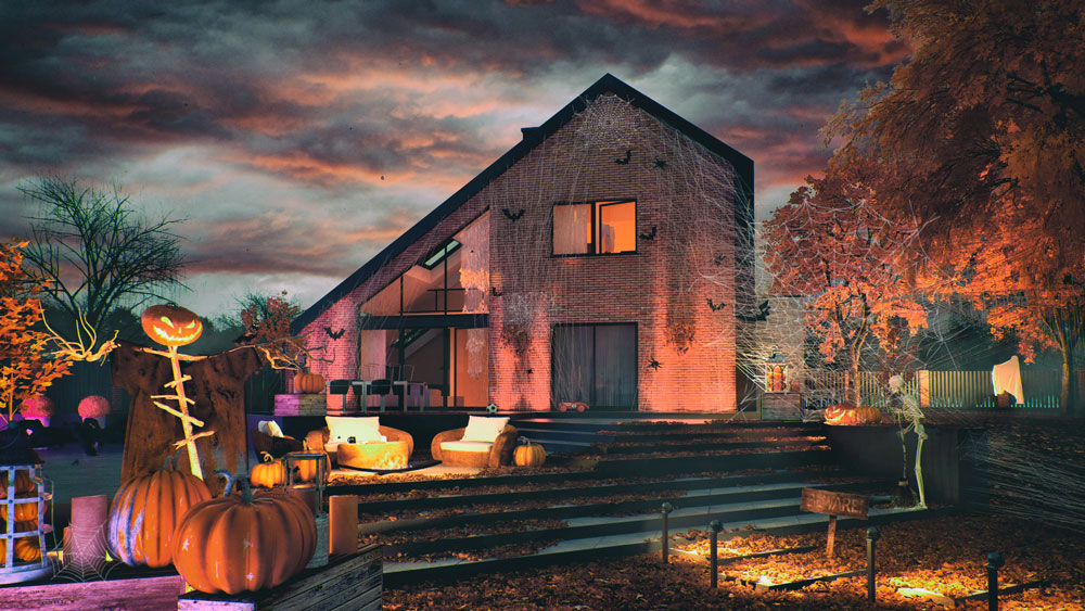 wizualizacja domu na halloween