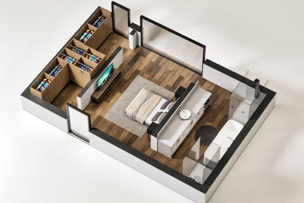 wizualizacja przekroju budynku 3d